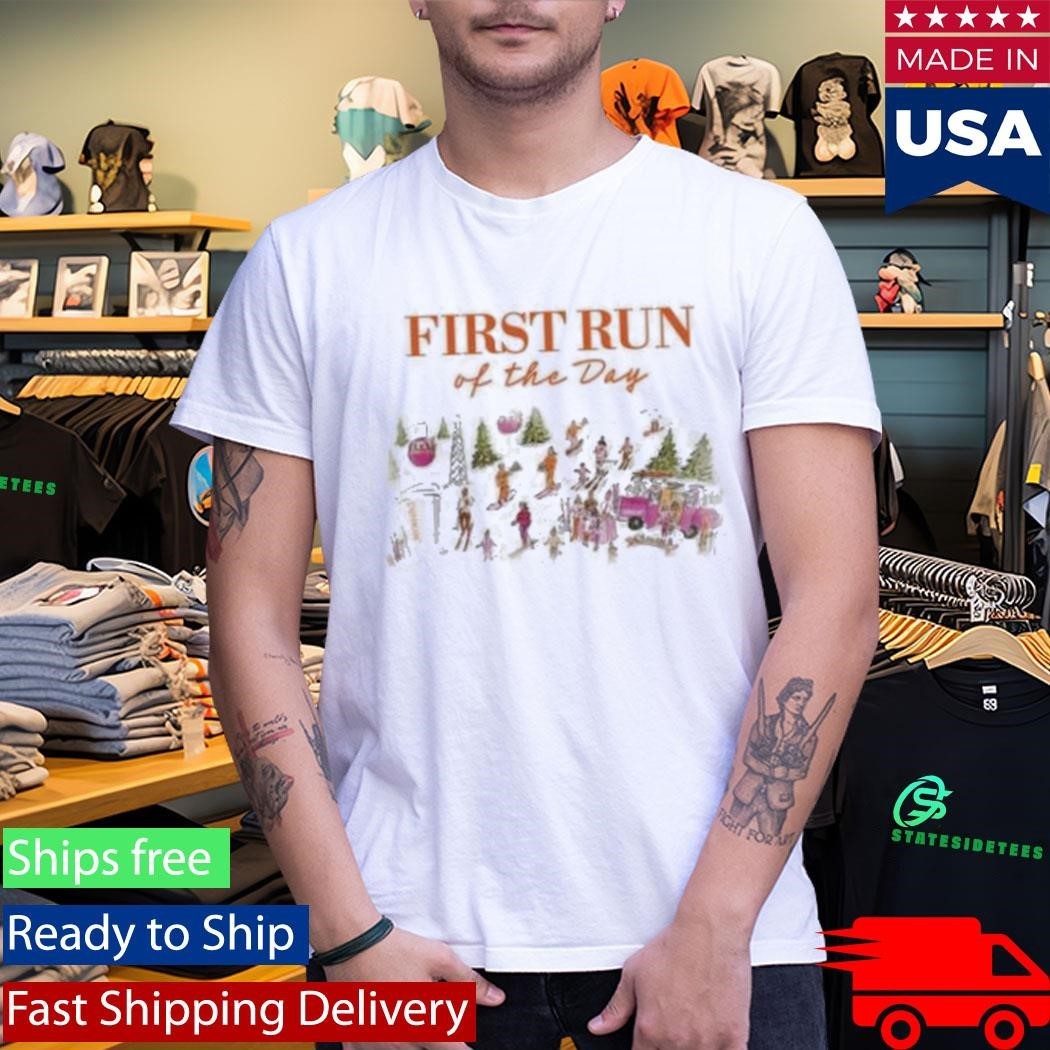 First Run Of The Day Ski Graphic Shirt Unisex , , , Long Sleeve Tee