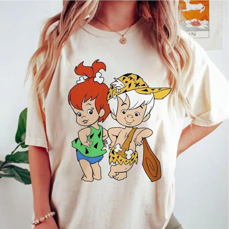 Flinstones Family Shirt Cartoon Shirt Bam Bam & Pebbes Shirt Him Her Cozy Fit Any T-Shirts
