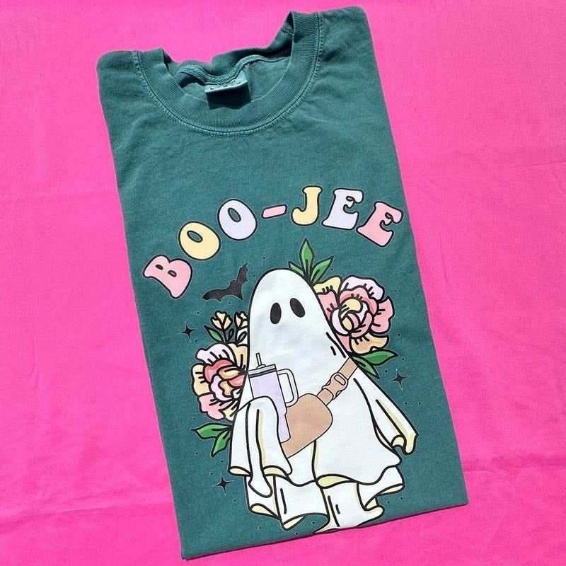 Floral BOO JEE Ghost Comfort Colors T-Shirts
