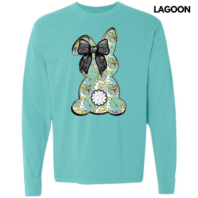 Floral Boho Bunny Long Sleeve Comfort Colors T-Shirts