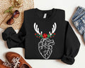Floral Heart Anatomy Nurse Reindeer Human Heart CVICU Cardiac Nurse Xmas Anatomical Heart T-Shirts