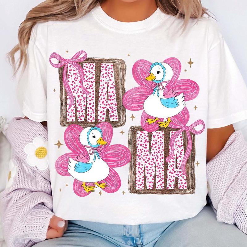 Floral Mama Goose Shirt Mama Goose Shirt Shirt Floral Mama Shirt Goose Shirt Duck Shirt Goose Lover Sublimation Cotton Fabric T-Shirts