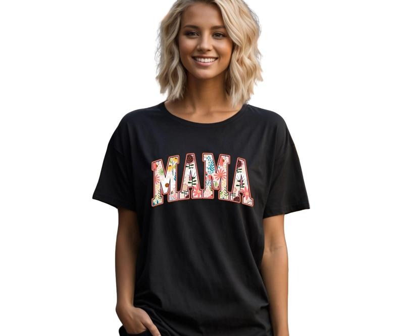 Floral Mama Pink Print Comfort Colors Shirt T-Shirts