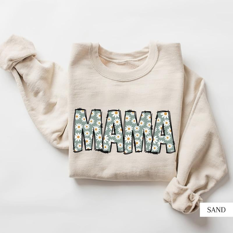 Floral Mama Cute Long Sleeve Comfortable Grandma Womenswear T-Shirts
