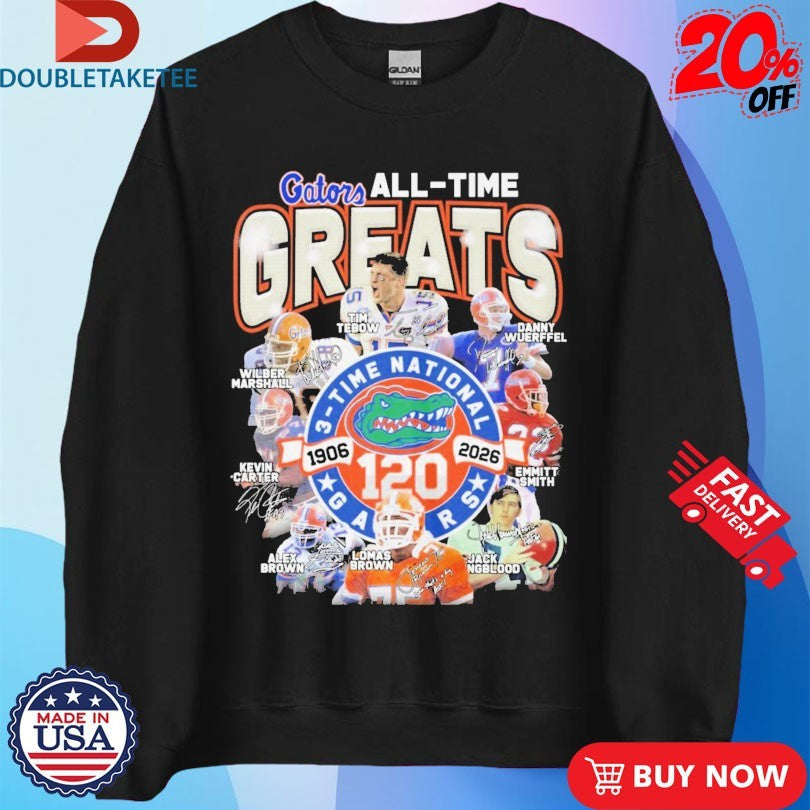 Official Florida Gators All-Time Greats 3 Time National 120 Seasons 1906-2026 Signatures