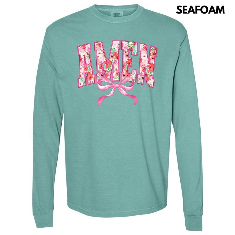 Flower Amen Coquette Long Sleeve Comfort Colors 'NLB' T-Shirts