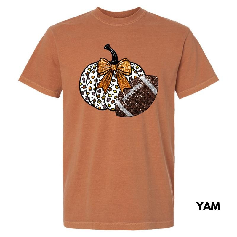 Football & Pumpkin FAKE Glitter Comfort Colors 'NLB' T-Shirts