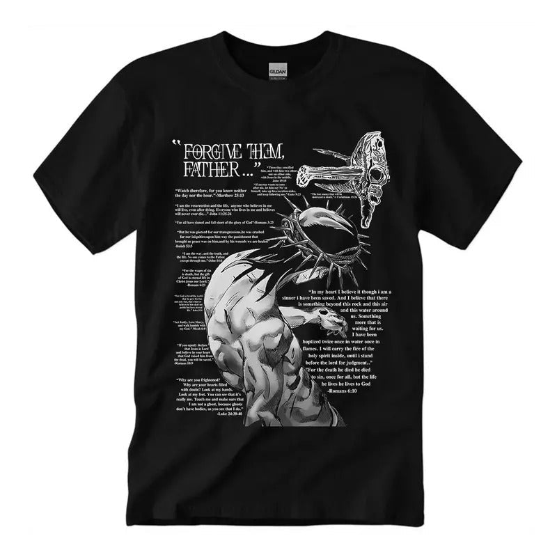 Forgive Them Father Bible Verses Print Classic Collar T-Shirts
