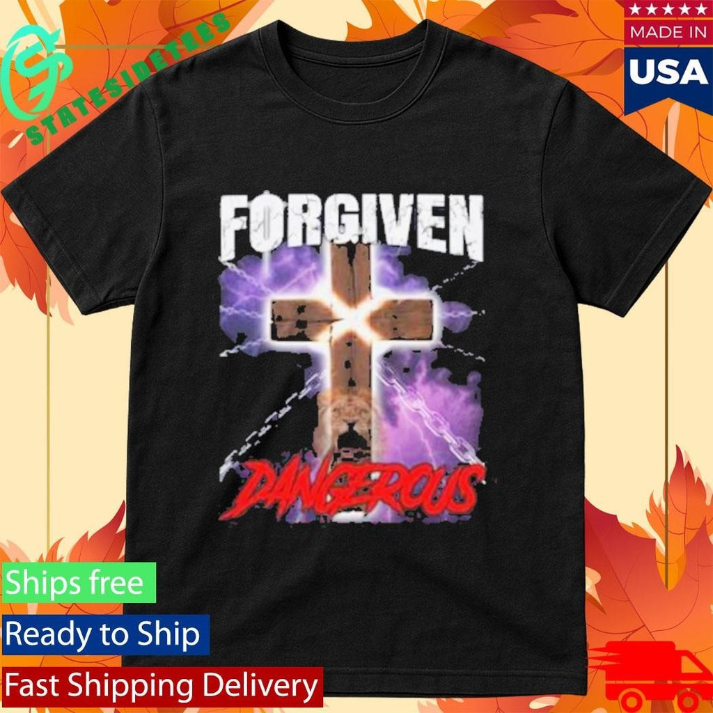 Forgiven & Dangerous Christian Lion Cross Shirt Unisex , , , Long Sleeve Tee