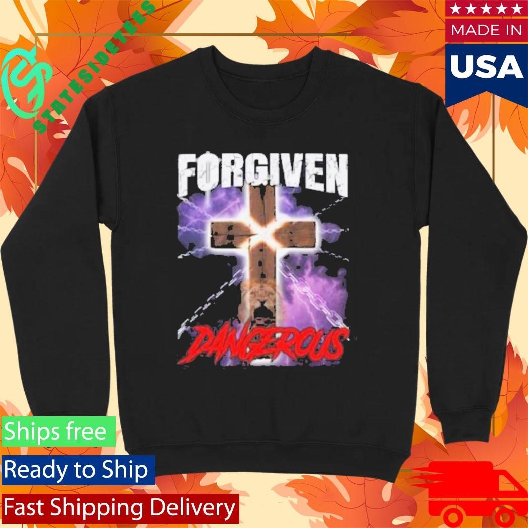 Forgiven & Dangerous Christian Lion Cross Shirt Unisex , , , Long Sleeve Tee
