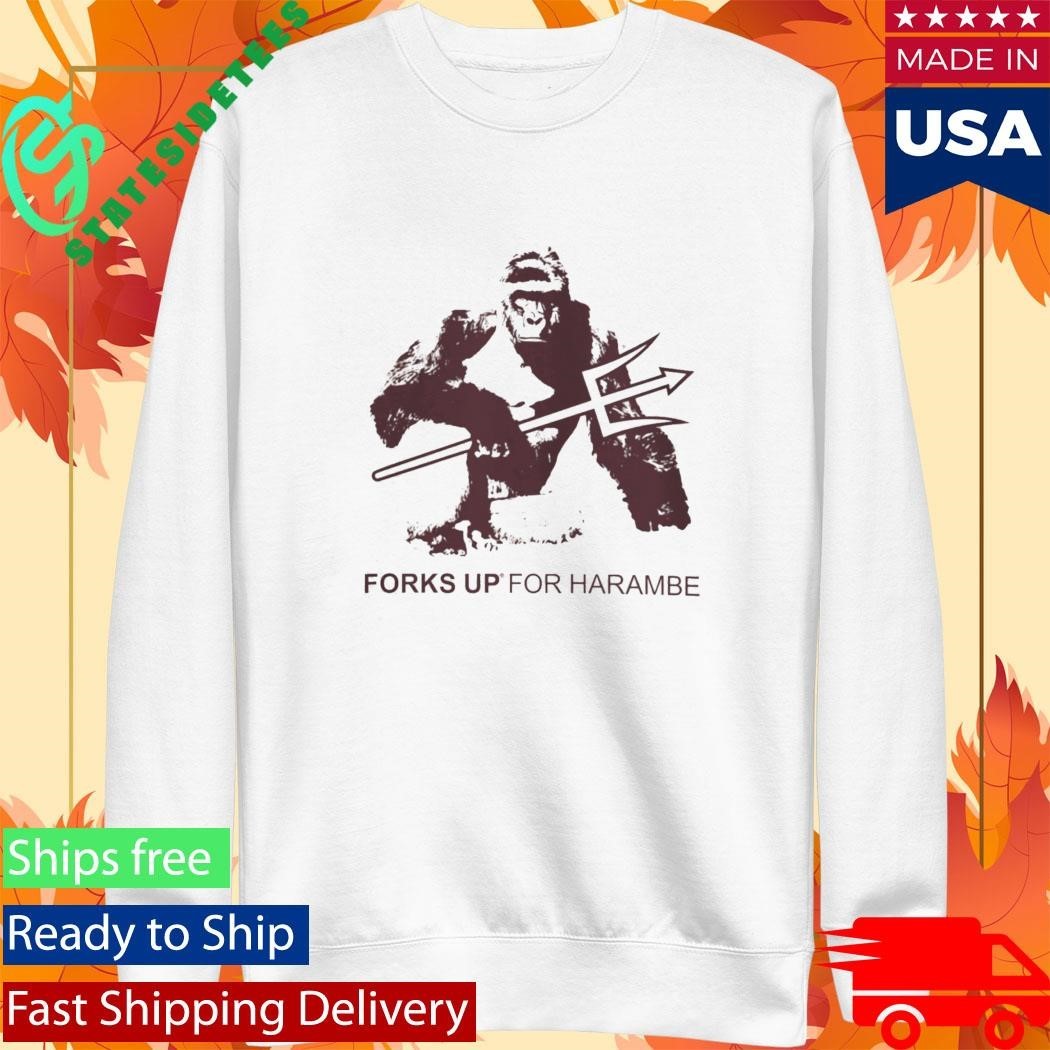 Forks Up For Harambe Shirt Unisex , , , Long Sleeve Tee