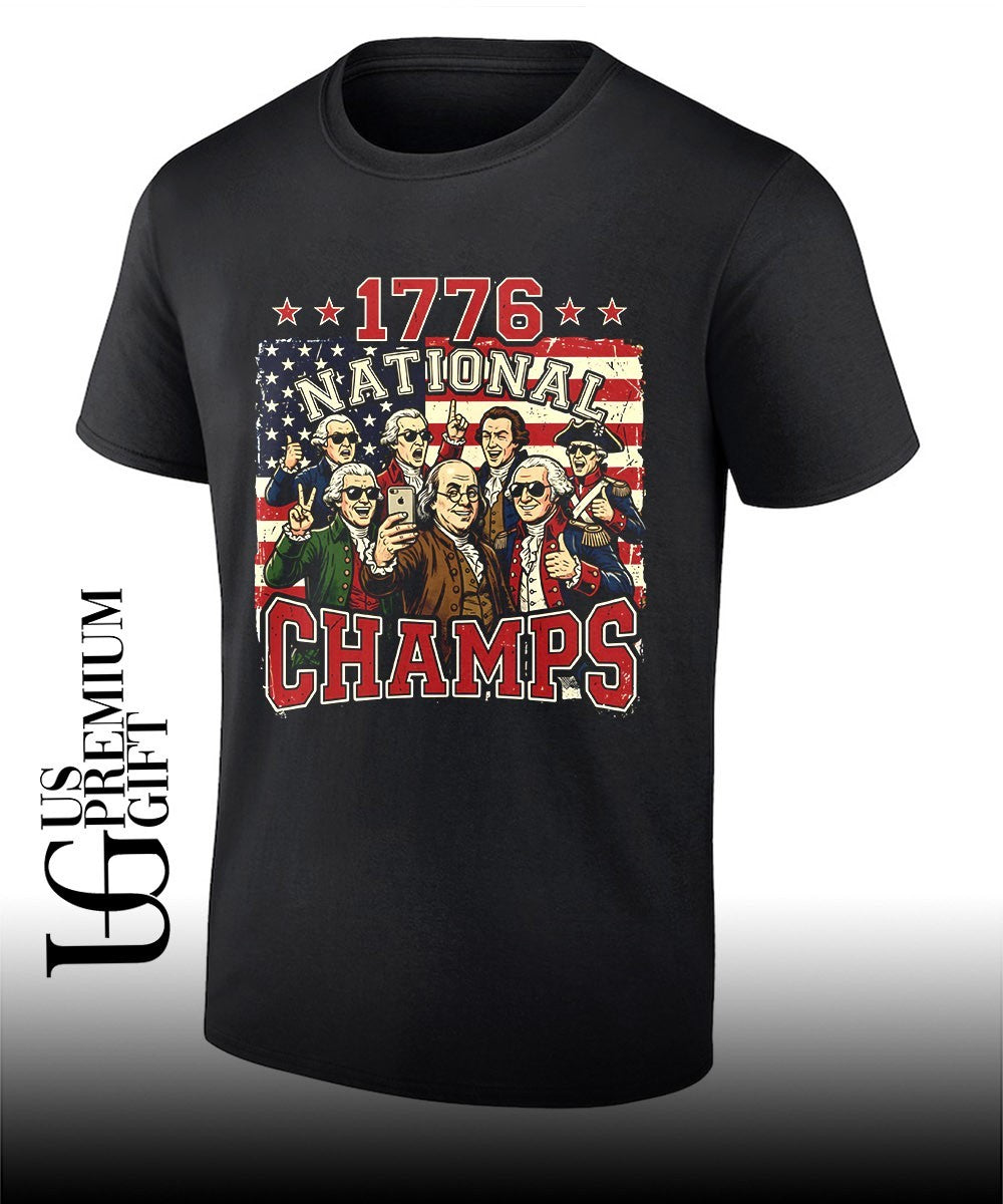 Founding Fathers 1776 National Champs Patriotic American history meme shirt