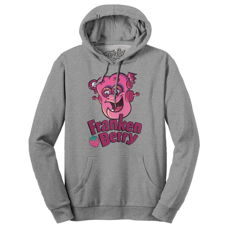 Franken Berry Monster Cereal Mascot Hooded Oxford Gray T-Shirts