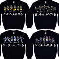 Friends All Teams Football Funny 90s Sport Game Day Player Full Color Fall Winter Fan T-Shirts