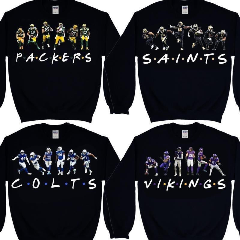 Friends All Teams Football Funny 90s Sport Game Day Player Full Color Fall Winter Fan T-Shirts