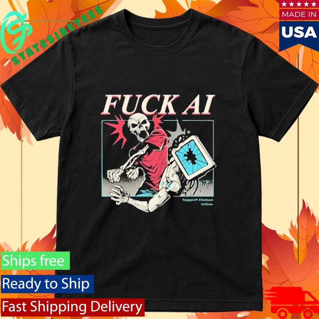 Fuck Ai Support Human Artists Shirt Unisex , , , Long Sleeve Tee