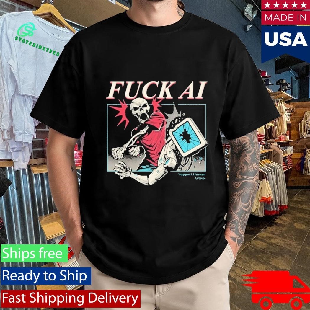 Fuck Ai Support Human Artists Shirt Unisex , , , Long Sleeve Tee