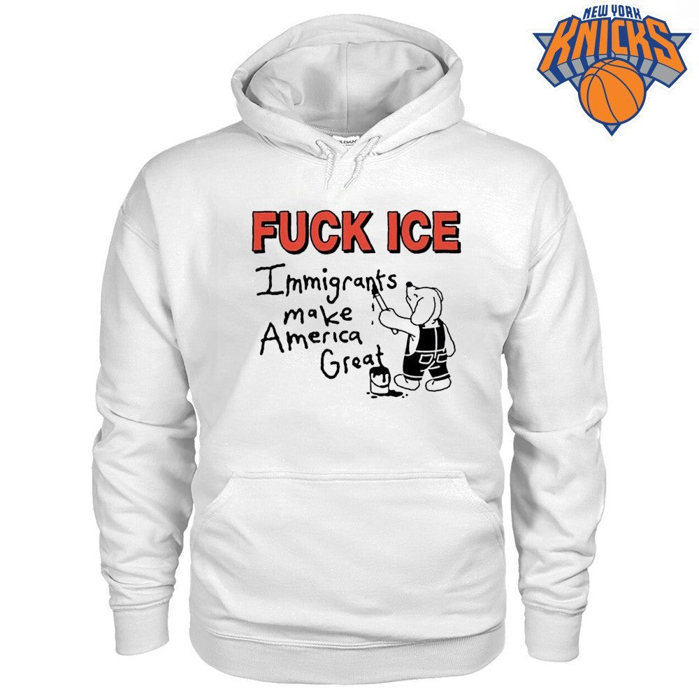 Fuck ICE Immigrants Make America Great Bear Painting Graffiti Shirt