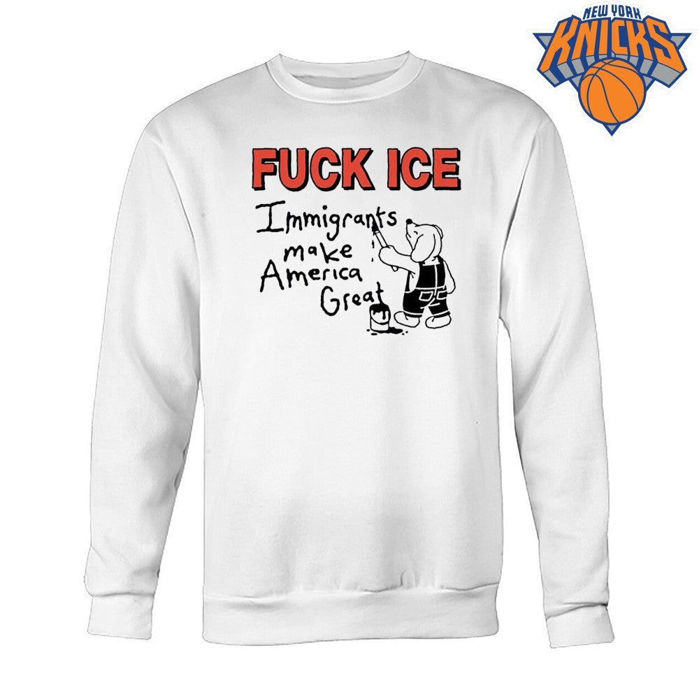 Fuck ICE Immigrants Make America Great Bear Painting Graffiti Shirt