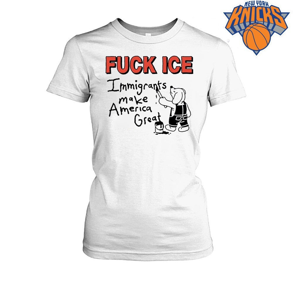 Fuck ICE Immigrants Make America Great Bear Painting Graffiti Shirt