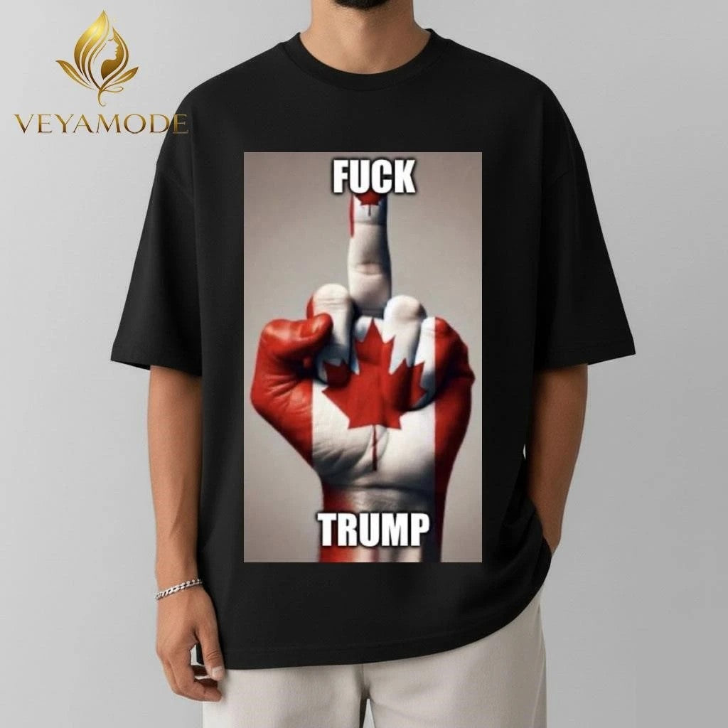 Fuck Trump Canada flag hand tee Unisex , , , Long Sleeve Tee
