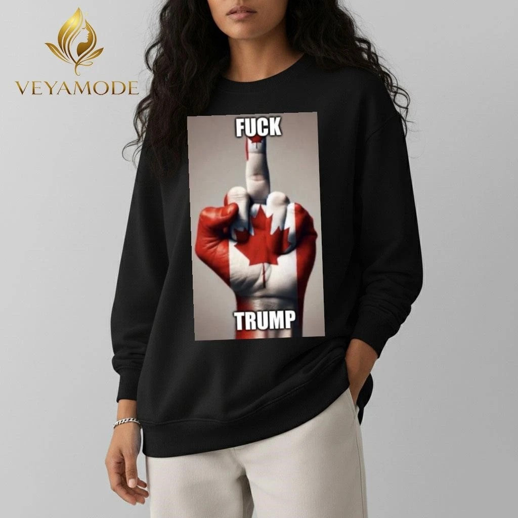 Fuck Trump Canada flag hand tee Unisex , , , Long Sleeve Tee