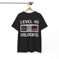 Funny Shirts Level 40 Unlocked Video Gamer 40th Menswear Casual Cotton Classic Fabric Top T-Shirts