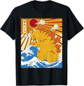 Funny Cat Shirts Catzilla Cat Japanese Anime Kawaii Funny Sunset Menswear Top T-Shirts