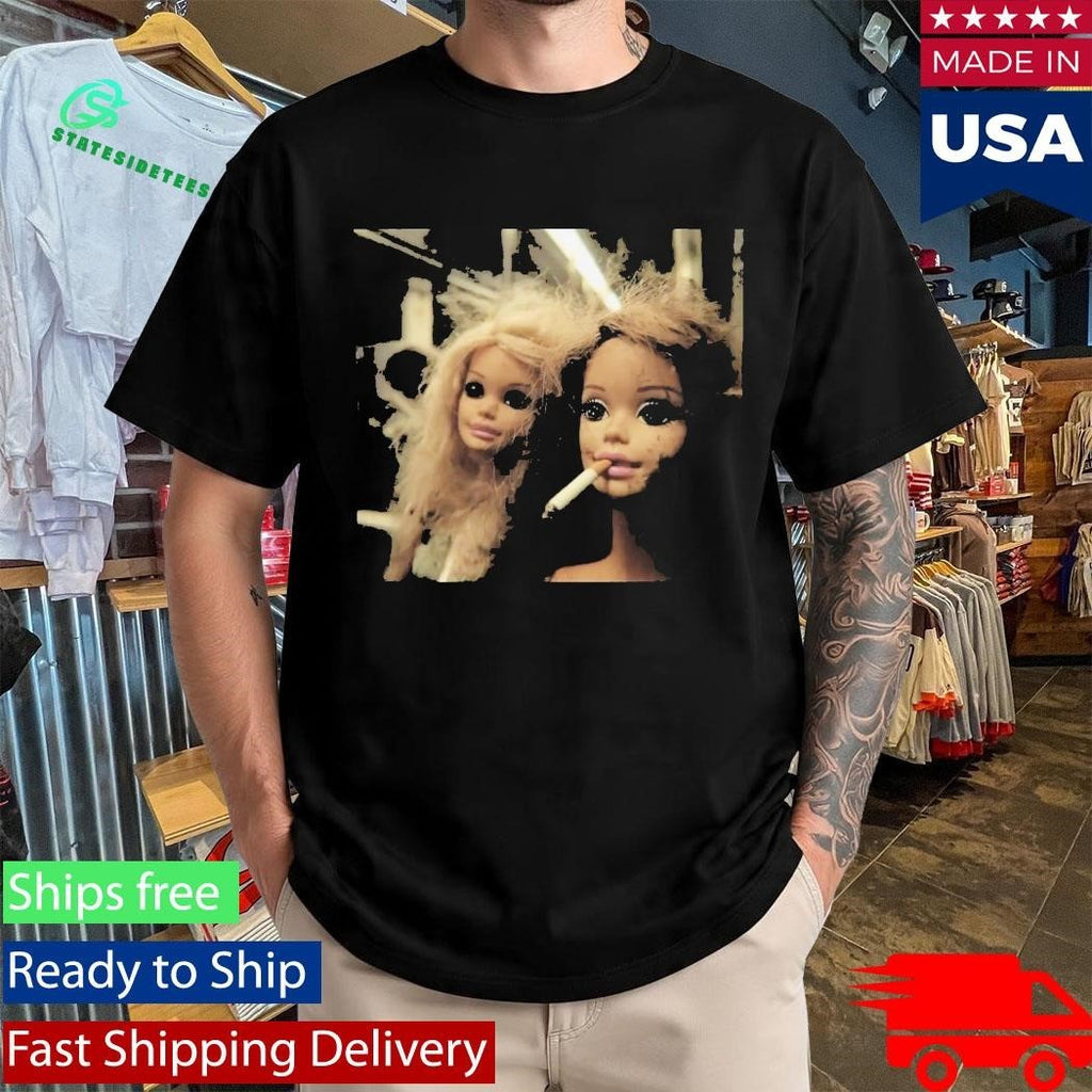 Funny Distressed Doll Smoking Shirt Unisex , , , Long Sleeve Tee