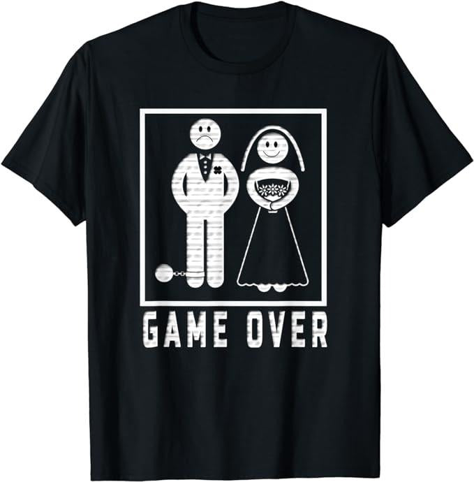 Funny Gamer Shirts Gamers Game Over Wedded Funny Bachelor'S Wedding & Menswear Top Casual Classic T-Shirts