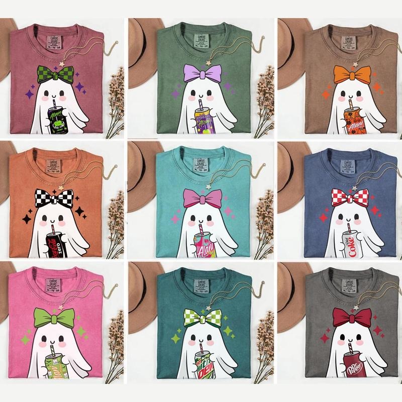 Funny Ghost Drinking Halloween Shirt Diet Coke Ghost Funny Skeleton Pepper Drinking Lover Shirt Spooky Ghost Shirt T-Shirts