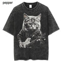 Funny Guitar Cat Rock Cat Playing Guitar Music Cute Cat Rock Cat Playing Guitar Vintage Shirt Retro Funny Guitar Cat Cat Lovers Rock Lovers Funny T-Shirts