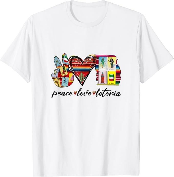 Funny Mexican Shirts Peace Love Lottery Mexican Bingo Cards Latina Power Mexicana Menswear Top Casual Classic T-Shirts