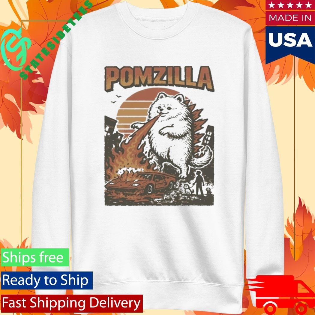 Funny Pomeranian Godzilla Shirt Unisex , , , Long Sleeve Tee