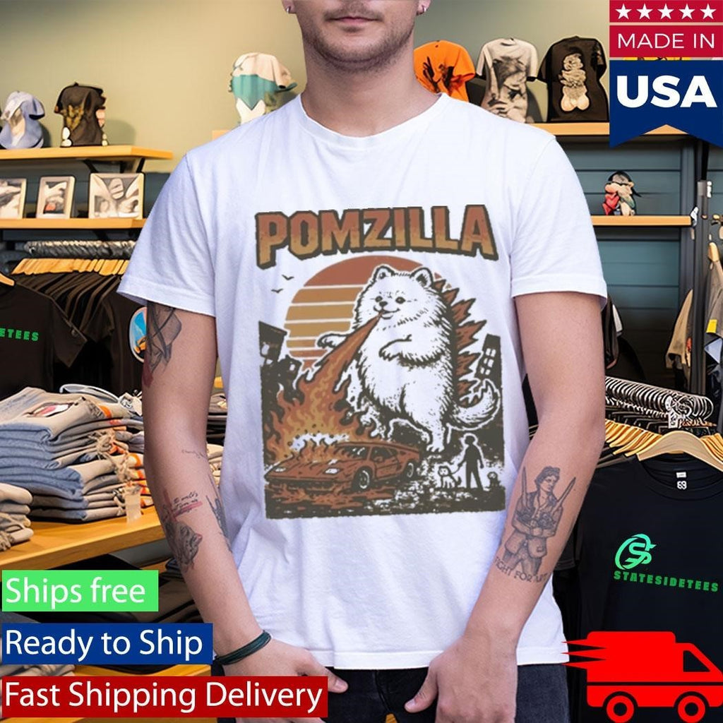 Funny Pomeranian Godzilla Shirt Unisex , , , Long Sleeve Tee