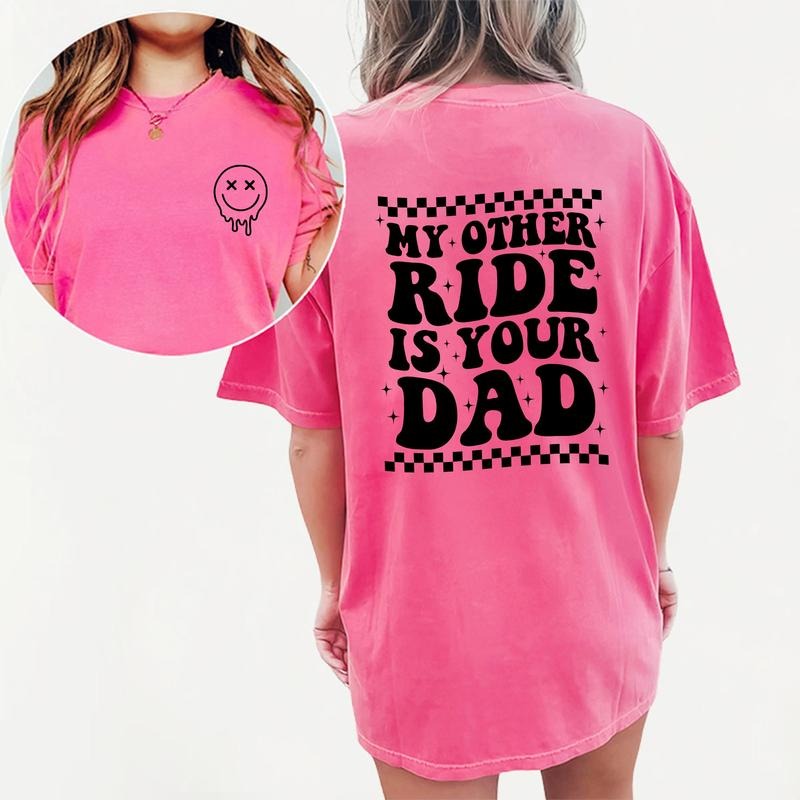 Funny Ride Humor Wife Funny Wifey Tops Womenswear Cotton Fabric Relaxed Fit Chic T-Shirts
