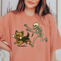 Funny Skeleton Chasing Yorkie Dog Halloween Spooky Comfort Colors T-Shirts