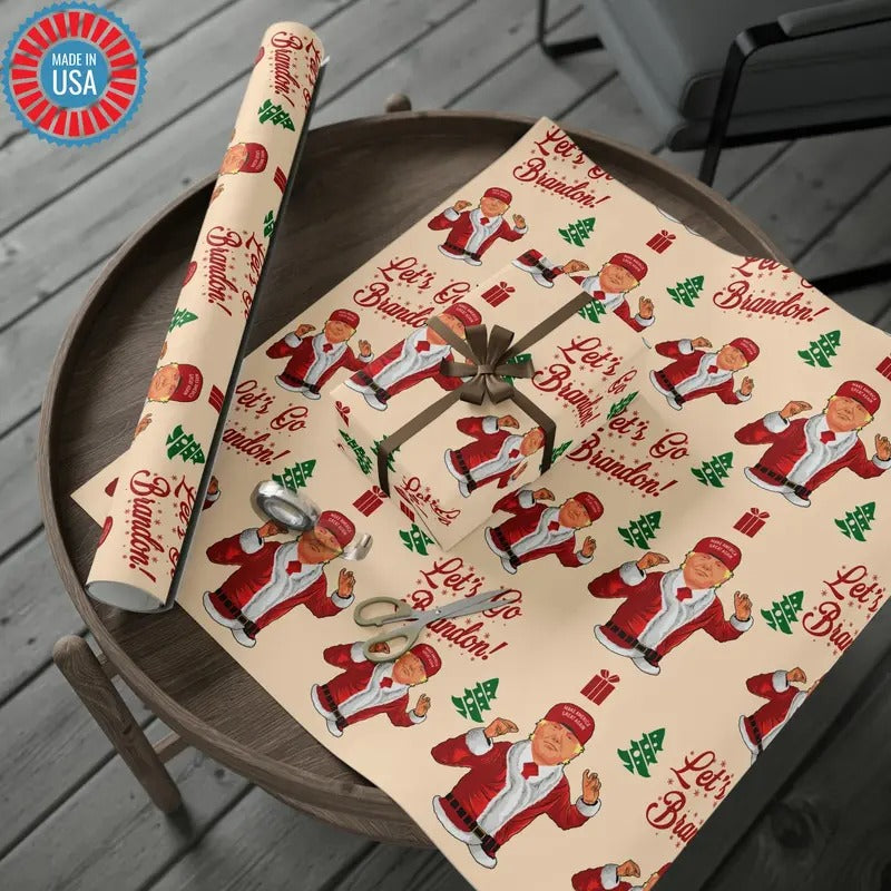 Funny Trump Wrapping Paper Let'S Go Brandon Funny Santa Trump Wrapping Paper T-Shirts