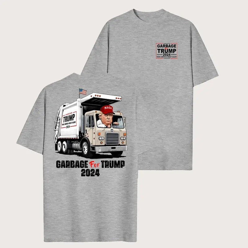 Garbage Trump 2024 Shirt Trump Garbage Truck Shirt Political Election Trump Supporters Election 2024 Full Sizes Cotton Top T-Shirts