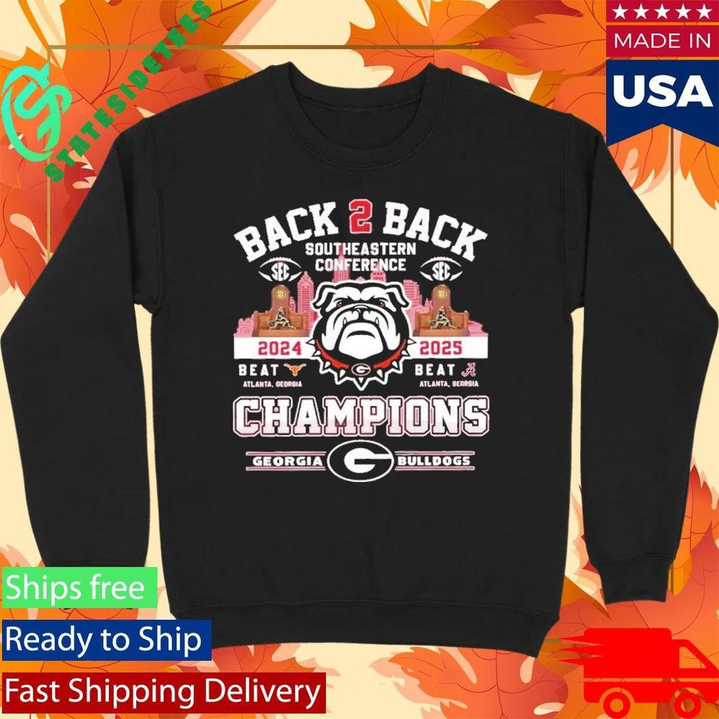 Georgia Bulldogs Sec Back To Back Champions Shirt Unisex , , , Long Sleeve Tee