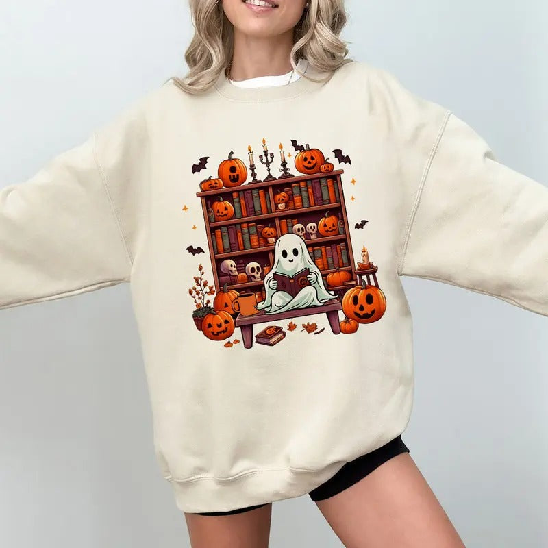 Ghost Book Reader Ghost Halloween Shirt Reading Book Lover Halloween Pumpkin Fall Autumn Halloween Shirt Ghost Reading Book Halloween Shirt Ghost Reader Shirt Boo Spooky Season Shirt T-Shirts