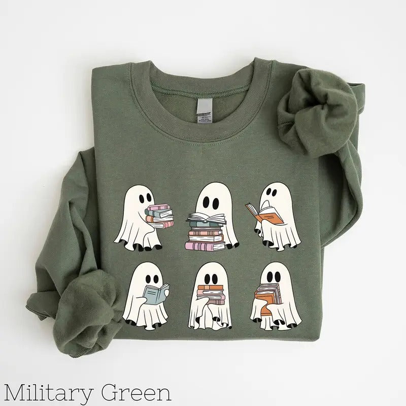 Ghost Reading Books Acotar Ghost Acotar Bookish Ghost Ghost Librarian Ghost Halloween 02 T-Shirts