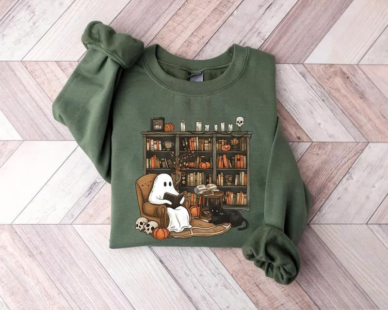 Ghost Reading Books Acotar Ghost Acotar Bookish Ghost Ghost Librarian Ghost Halloween 03 T-Shirts