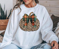 Gildan Cheetah Plaid Pumpkin Long Sleeve Comfortable Casual Chic Everyday Statement Bow Detail T-Shirts