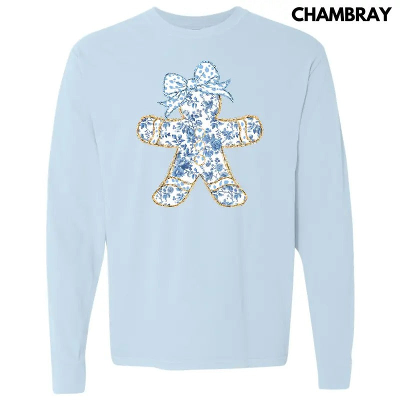 Gingerbread Chinoiserie Long Sleeve Comfort Colors 'NLB' T-Shirts