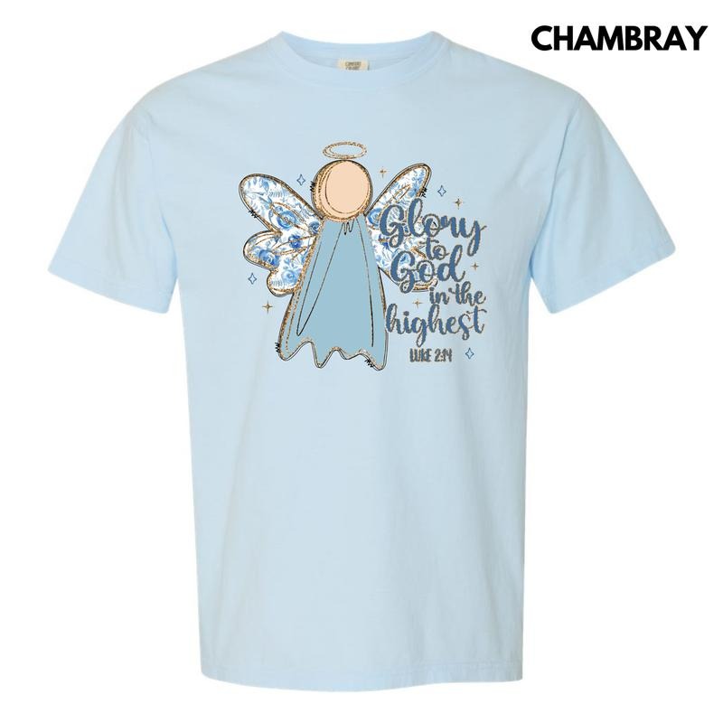 Glory Blue Floral Angel Comfort Colors 'NLB T-Shirts