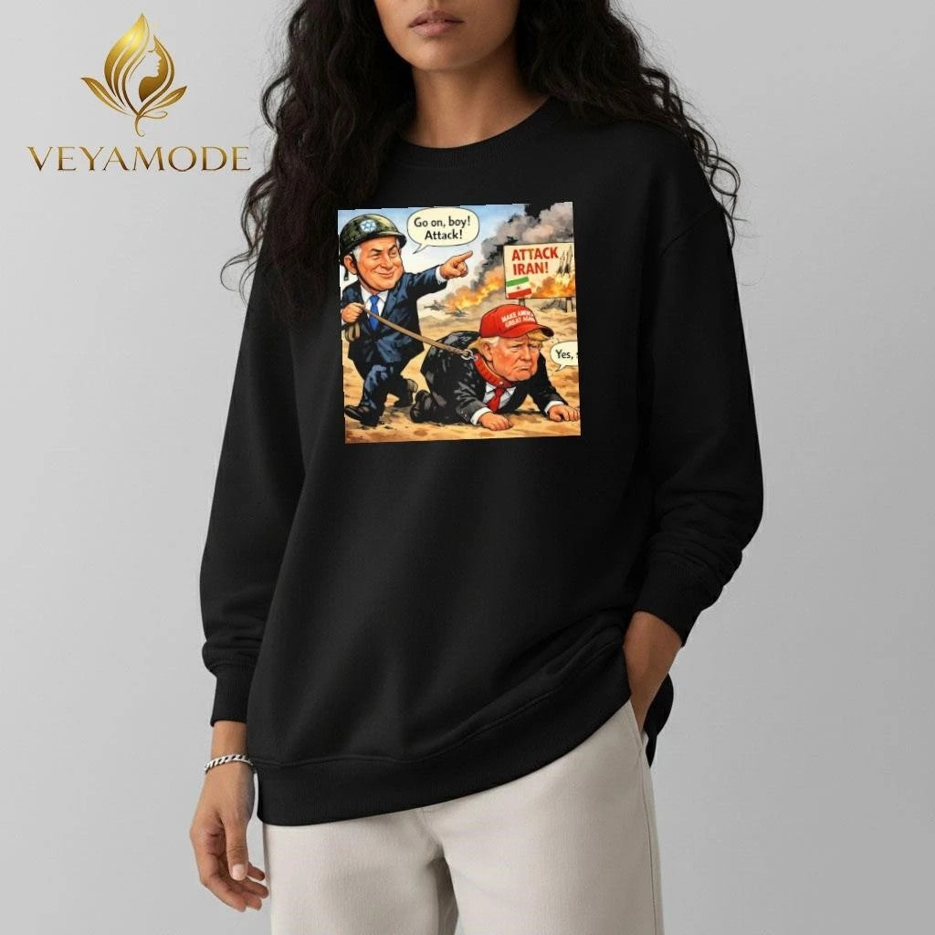Go on Boy Attack Iran Trump Benjamin Netanyahu tee Unisex , , , Long Sleeve Tee