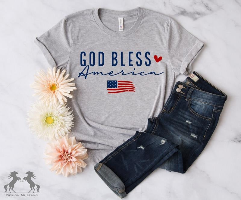 God Bless America Shirt 4th July Shirt Independence Day Shirt Memorial Day Patriotic Shirt 4th July T-Shirts