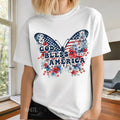 God Bless America Shirt Fourth July Shirt Butterfly Print Shirt Vintage American Flag Shirt Patriotic Shirt Merica Shirt Butterfly T-Shirts
