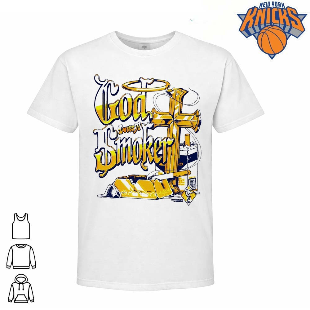 God Loves A Smoker Vintage Christian Golden Cross Cigarette Pack Shirt